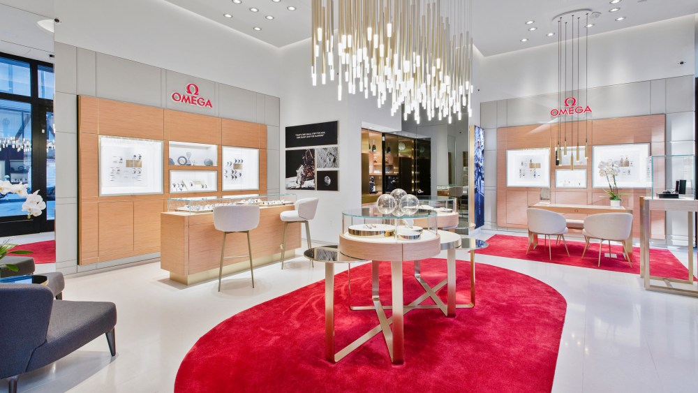 Luxury watch brand Omega opens new boutique on San Francisco's Geary Street.