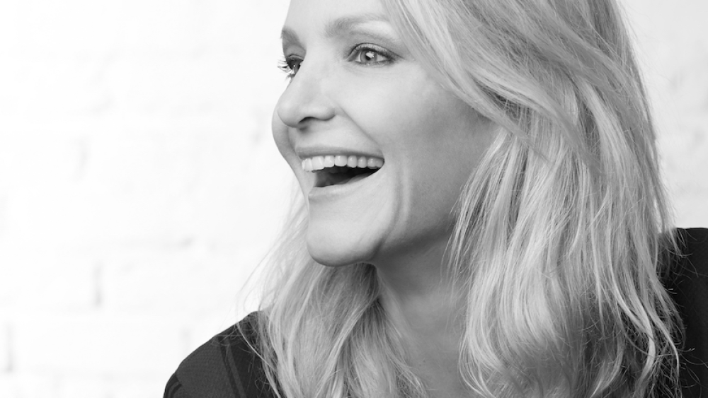 For Days' CEO and founder Kristy Caylor in side profile in black and white