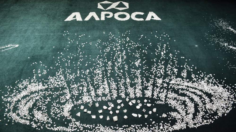 A central part of a composition of 14.000 carats of rough diamonds worthing around USD 9 million displayed in Alrosa Diamond Sorting Center in the town of Mirny on July 1, 2019. - Russian Alrosa gets its diamonds in the permafrost abyssal holes dug with explosives in the permanently frozen ground of Yakutia, an isolated region in East Siberia, the home to the huge diamond deposits that ensure Russia's supremacy in world production. (Photo by Alexander NEMENOV / AFP)        (Photo credit should read ALEXANDER NEMENOV/AFP via Getty Images)