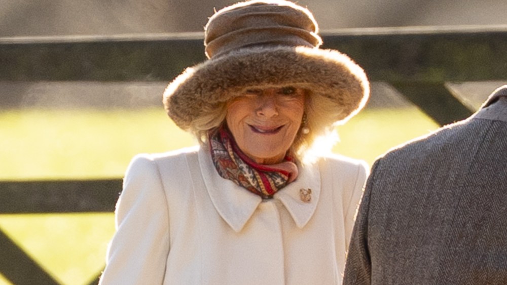 Queen Camilla leaves after attending the Sunday morning church service at St Mary Magdalene church in Sandringham, Norfolk, on Jan. 4, 2026.