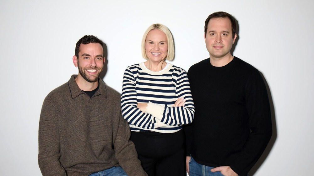 Socium cofounders Owen Loft and Sam Sherman with Front Row executive vice president and managing director, Katie Martin.