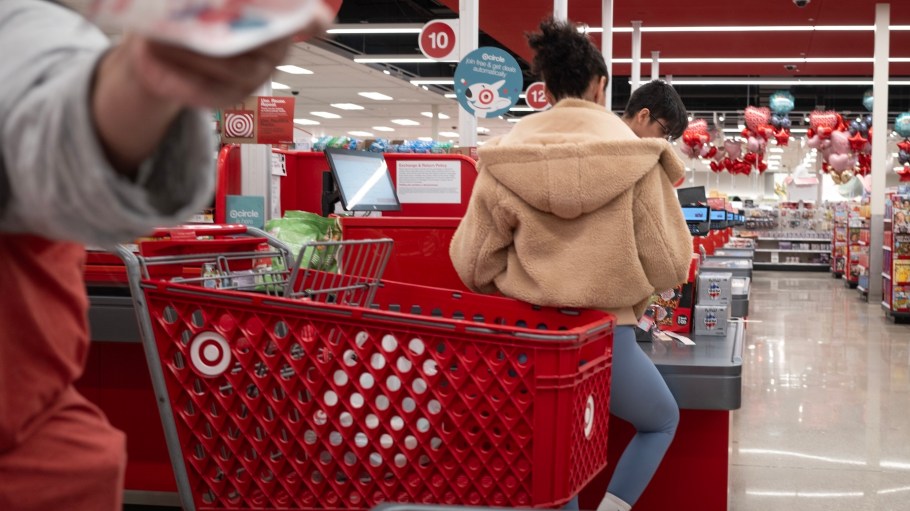 Customers shop at a Target store on February 10, 2026 in Chicago, Illinois.
