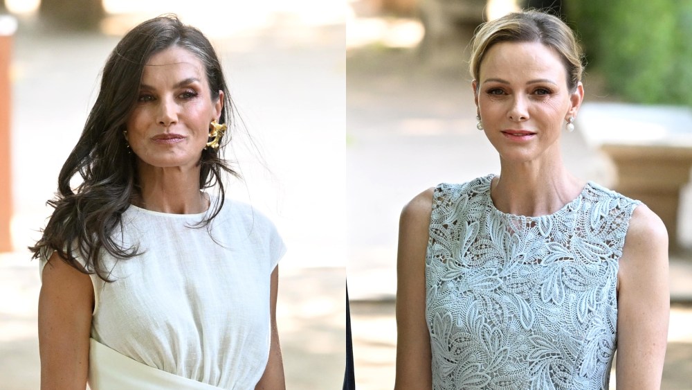 Queen Letizia wears Mantu, Princess Charlene wears Oscar de la Renta in Madrid on June 1.