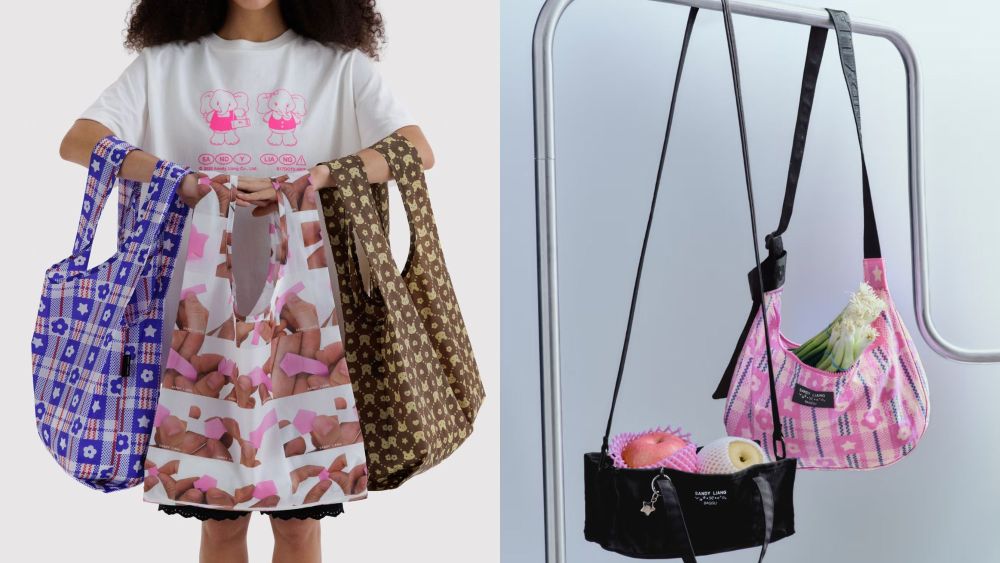 Sandy Liang x Baggu, accessories, shop everyday bags, tote, fashion, trends, reusable, eco-friendly, collaboration